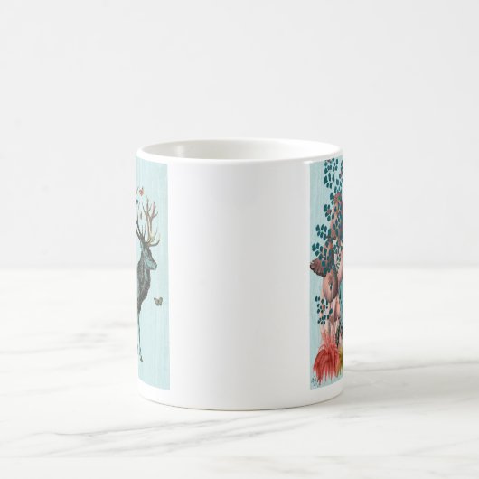 Mug Cerf Turquoise en Forêt de Champignons 2 (Centre)