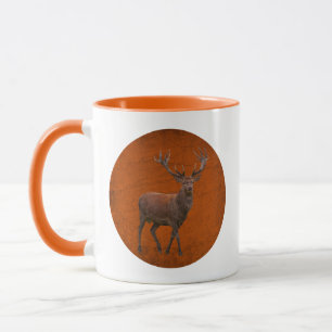 Mug cerf vintage en pleine nature orange