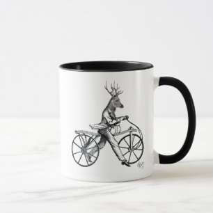 Mug Cerfs communs élégants sur la bicyclette vintage