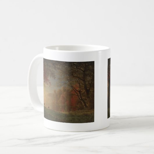 Mug Cerfs communs indiens de coucher du soleil par un (Devant gauche)