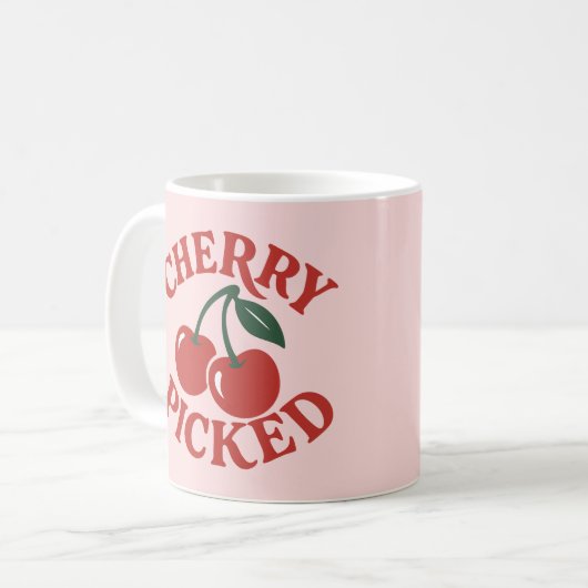 Mug Cerise Cueillie Graphique De Fruit Rétro Branché R (Devant gauche)