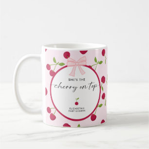 Mug Cerise sur le dessus Baby Shower Coquette Rose Mig