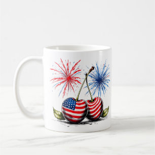 Mug Cerises 4 juillet, Tee patriotique