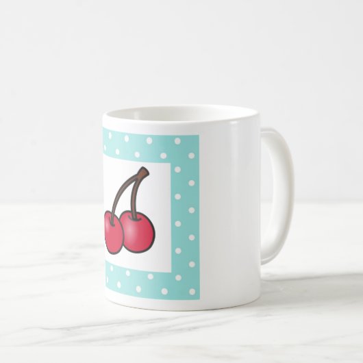 Mug Cerises à points Aqua Retro (Devant droit)
