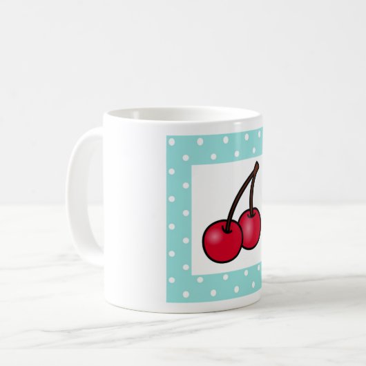 Mug Cerises à points Aqua Retro (Devant gauche)