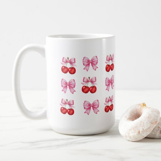 Mug Cerises coquette et vaches roses (Avec donut)
