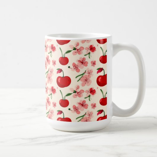 Mug Cerises et fleurs roses (Droite)