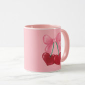Mug Cerises rouges roses Coquette Bow mignonne Girl Mu (Devant droit)