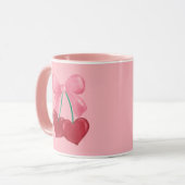 Mug Cerises rouges roses Coquette Bow mignonne Girl Mu (Devant gauche)