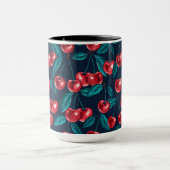 Mug Cerises rouges sur bleu foncé (Centre)