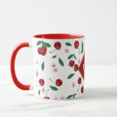 Mug Cerises rouges Verdure & Fleurs de cerises Monogra (Gauche)