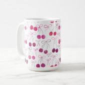 Mug Cerises Rubans et Bows Motif d'aquarelle (Devant gauche)