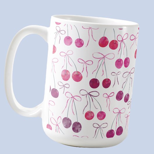 Mug Cerises Rubans et Bows Motif d'aquarelle