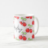 Mug Cerises tirées par la main, motif rose de fruit (Devant droit)