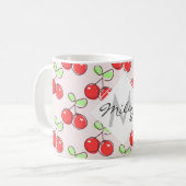 Mug Cerises tirées par la main, motif rose de fruit (Devant gauche)