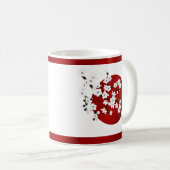 Mug Cerisier Fleur Rouge Noir Blanc Soleil Levant (Devant droit)