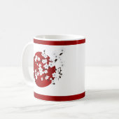 Mug Cerisier Fleur Rouge Noir Blanc Soleil Levant (Devant gauche)