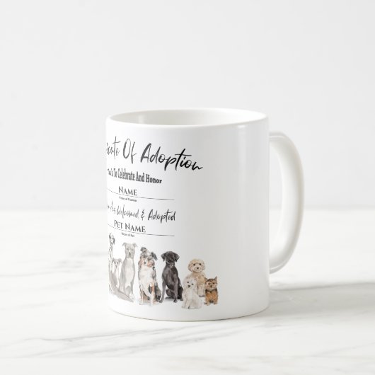 Mug Certificat d'adoption de Chien Chien Chien, Chien, (Devant droit)