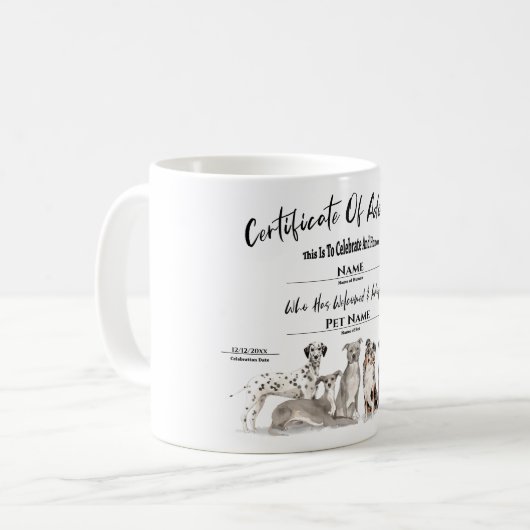 Mug Certificat d'adoption de Chien Chien Chien, Chien, (Devant gauche)