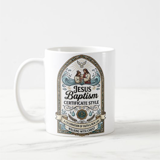 Mug Certificat de baptême de Jésus Style Certificat de (Gauche)