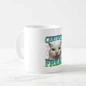 Mug Certifié Freak Funny Chat Mème Maudit Silly Starin (Devant gauche)
