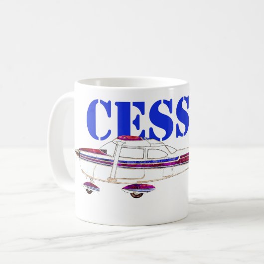 Mug Cessna 172 Skyhawk Illustration Bold Text Design (Devant gauche)