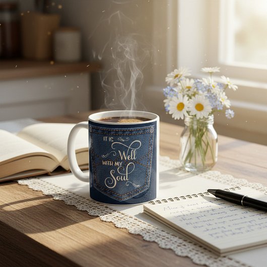 Mug C'est bien poche en jean