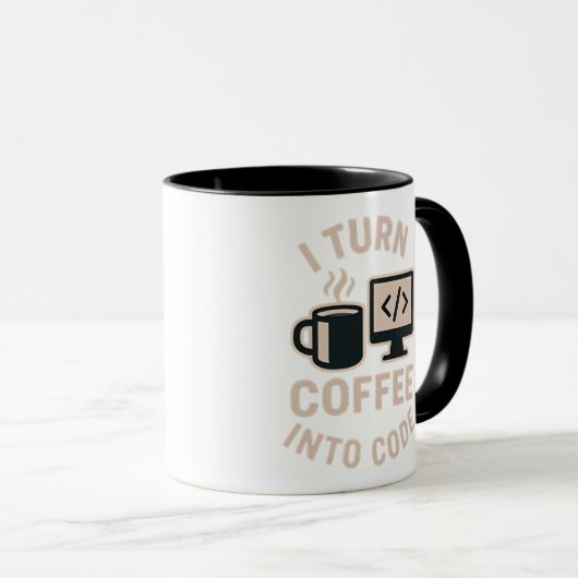 Mug C'est drôle de transformer le café en code (Devant droit)