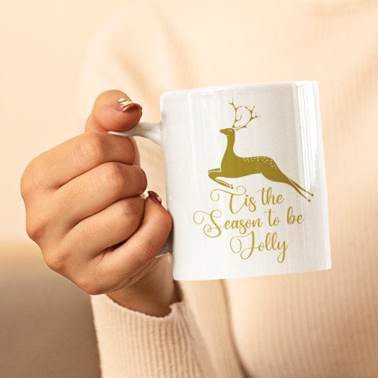 Mug C'est la saison pour être Jolly Gold Reindeer Noël