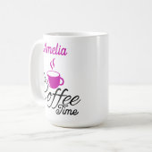 Mug C'est l'heure du café, design rose (Devant gauche)