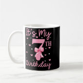 Mug C'est mon 7ème anniversaire fille coquette bow 7 a (Gauche)