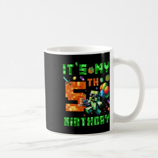 Mug C'est mon jeu vidéo numérique pixelisé d'anniversa (Droite)
