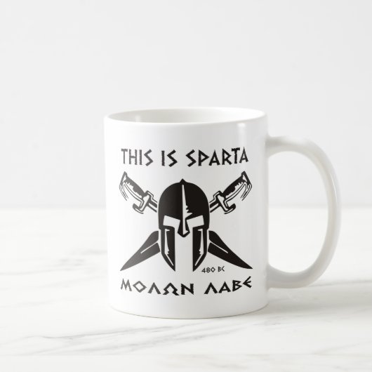 Mug C'est Sparte - Molon Lave - noir (Droite)