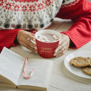 Mug C'est tout sur Jésus - Noël Rouge & Or