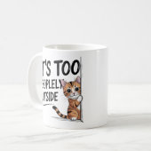Mug "C'est trop peuplé dehors" Chat drôle d'introverti (Devant gauche)