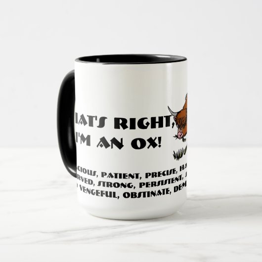 Mug C'est vrai, je suis un boeuf (Devant gauche)