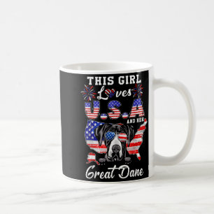 Mug Cette fille aime les États-Unis et le Grand Danois