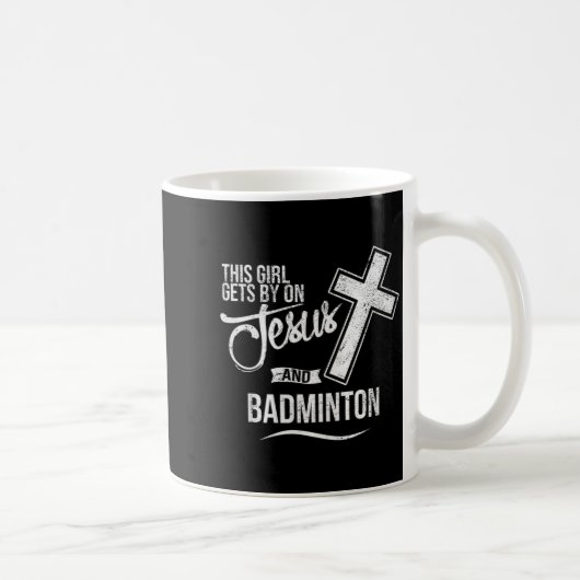 Mug Cette fille s'en sort avec Jésus et badminton Badm (Droite)