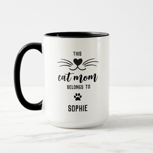 Mug "Cette Maman Chat Appartient À" Personnalisé Nom D (Gauche)