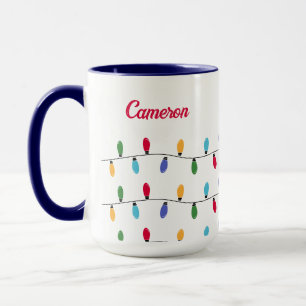 Mug Chaîne colorée de lumières Noël personnalisé