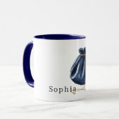 Mug Chaîne de pomme dorée de sac bleu (Devant gauche)