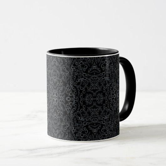 Mug Chained Abstract Mirrored Image Gray On Black Art  (Devant droit)
