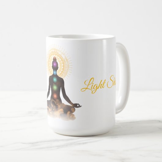 Mug Chakra Silhouette – Let Your Light Shin (Devant droit)