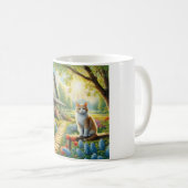 Mug Chalet de printemps/jardin & chat (Devant droit)