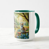 Mug Chalet de printemps/jardin & chat (Devant droit)