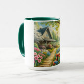 Mug Chalet de printemps/jardin & chat (Devant gauche)