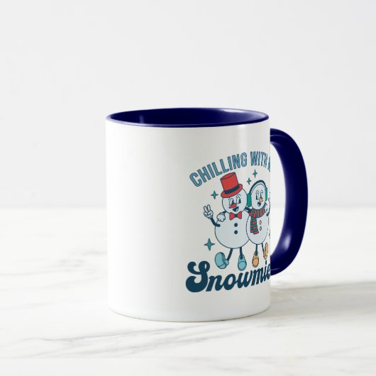 Mug Chaleur Turquoise Rétro Avec Mes Neiges Hiver (Devant droit)