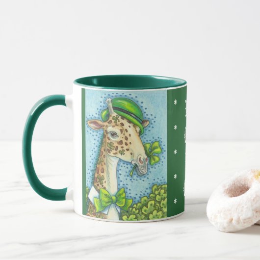 MUG CHALEUREUX GIRAFFE IRLANDAIS, ST. PATRICK'S DAY MU (Avec donut)