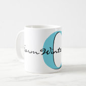 Mug Chaleureux Souhaits d'hiver Gras Bleu Lettre 11oz (Devant gauche)