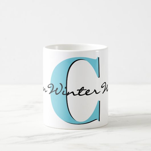 Mug Chaleureux Souhaits d'hiver Gras Bleu Lettre 11oz (Centre)